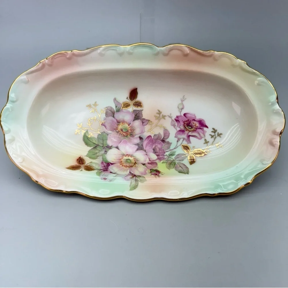 Vintage Schumann Arzberg Germany  Wild Rose Pattern Handpainted Porcelain Dish